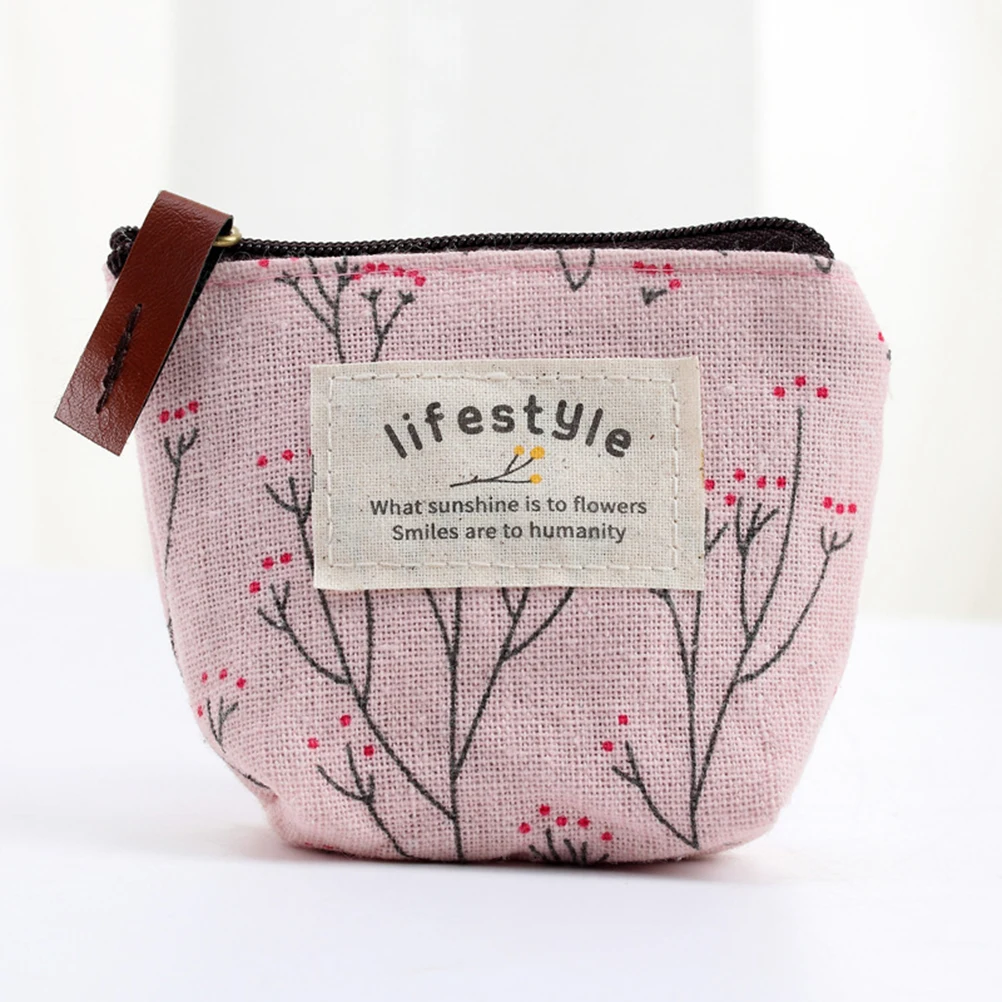 

4 Pcs Canvas Coin Purse Lightweight Portable Storage Bag for Cash Keys ID Cards Cute Cartoon Mini Wallet Small Pouch