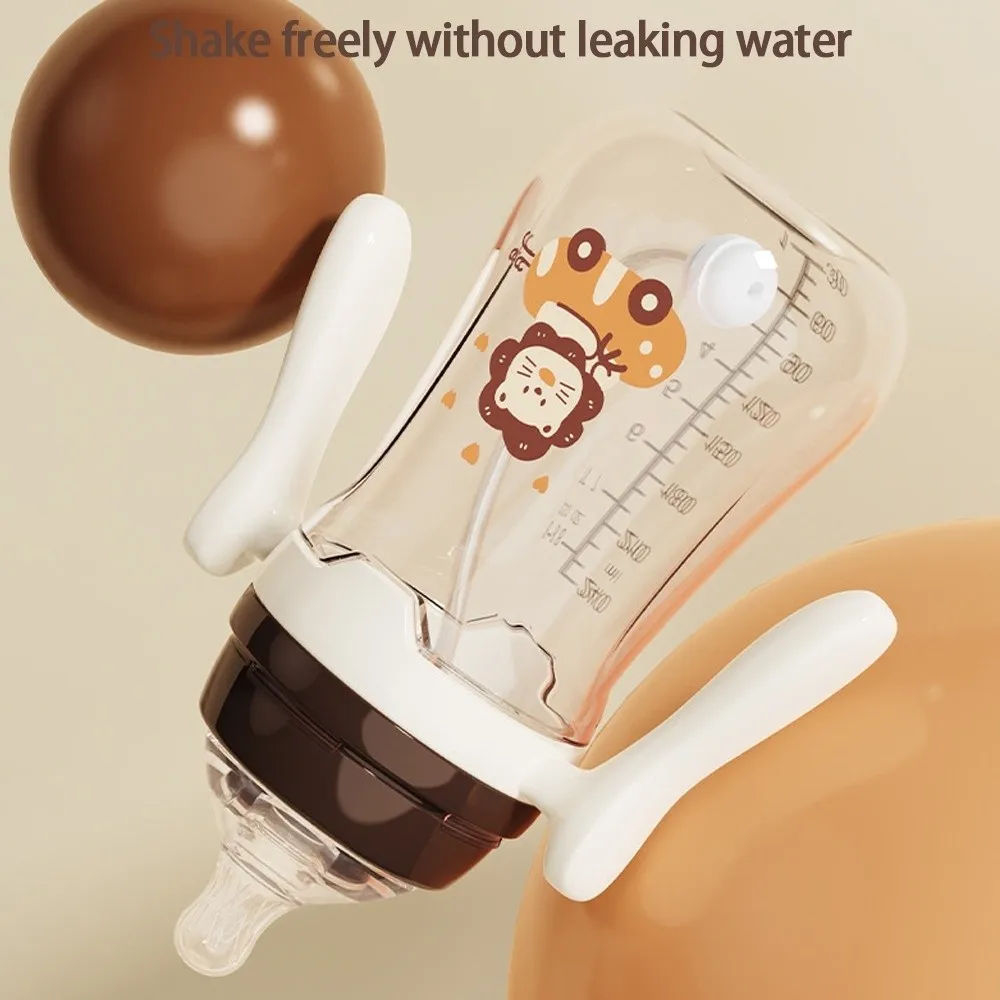 Botella portátil de 180ML/240ML con asa, taza de agua, anticaída, antibalones, botella con pajita de silicona, suministro de alimentación