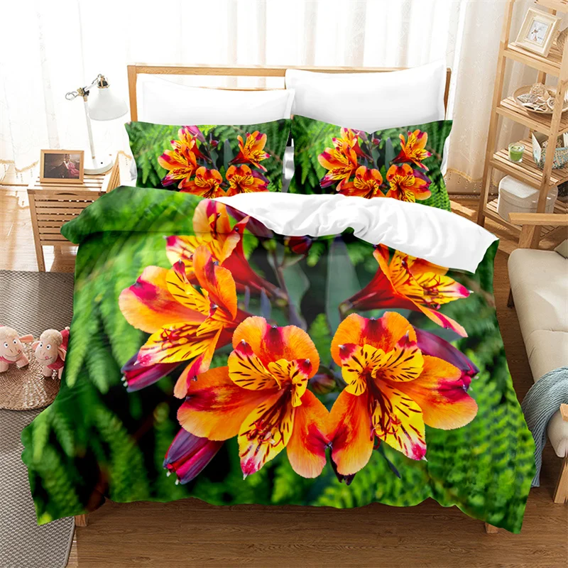 Yellow Flowers  Queen Bedding Set Duvet Cover Set Bedding Digital Printing Bed Linen King Size Duvet Cover Set Bedding Set