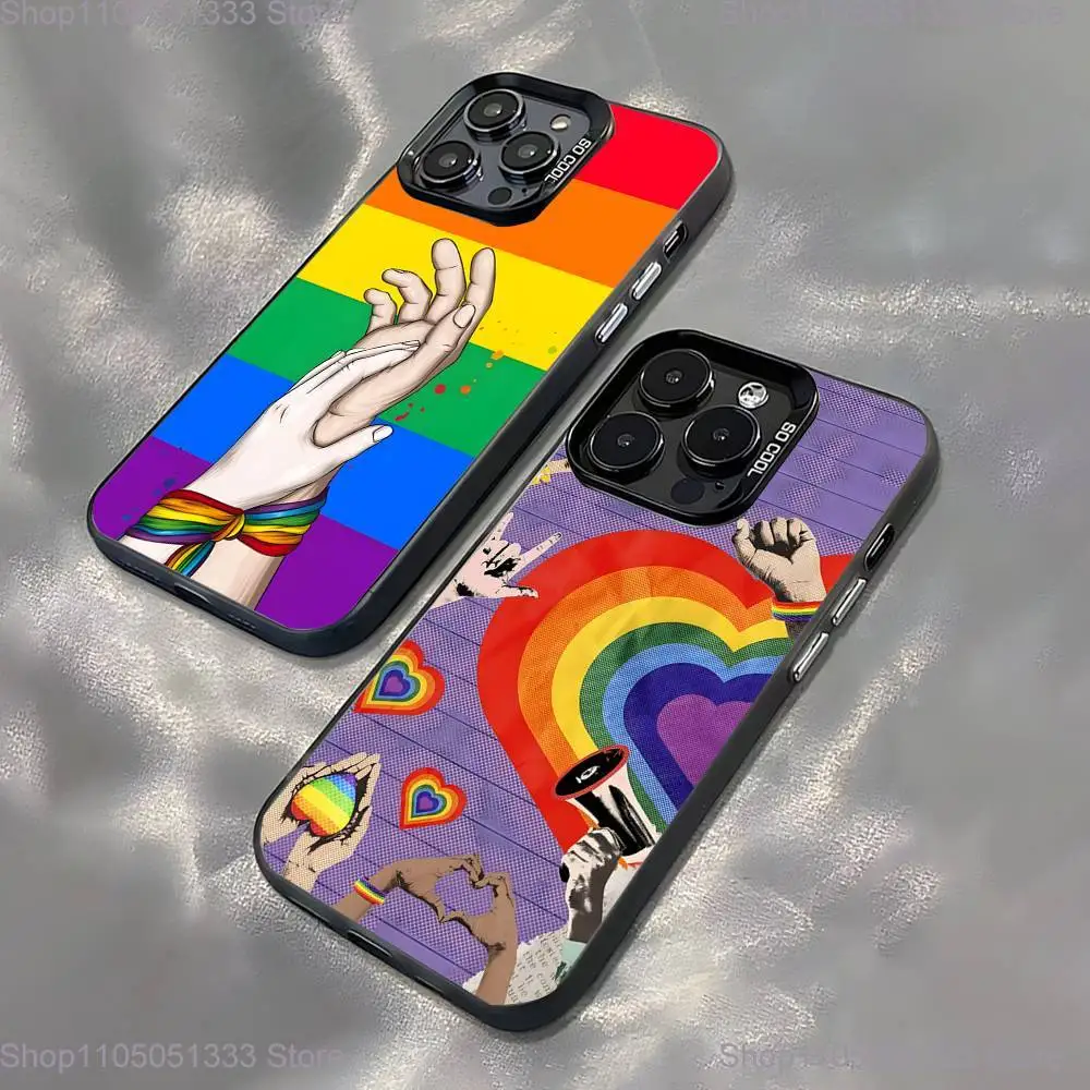 

L-Lesbian LGBT Rainbow Pride Phone Case For iPhone 16,15,14,13,12,11,Pro,XS,Max,Plus,Mini,SE Black Candy Matte Shockproof Cover