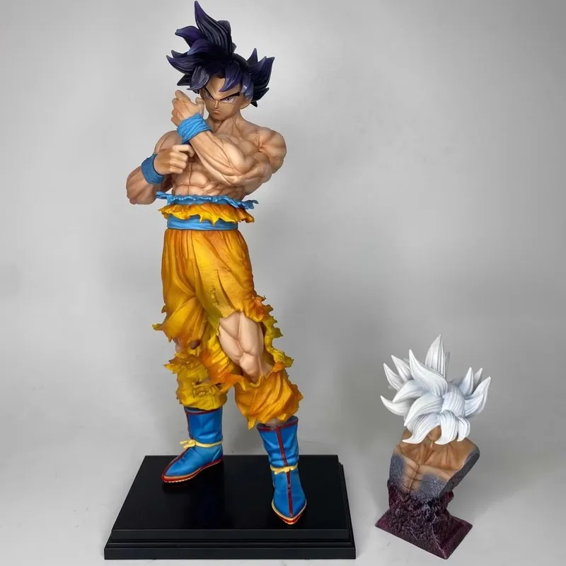 

Dragon Ball Goku White God Ultra Instinct Super Saiyan Double Head GK Action Figure Statue PVC Model For Anime Collectors
