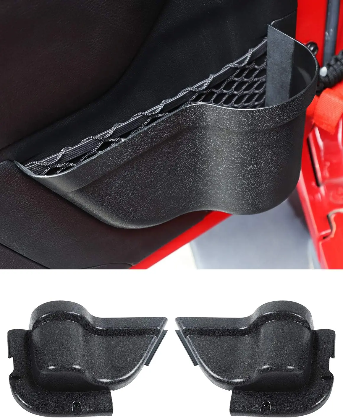 2PCS Front Door Storage Pockets For 2011-2018 Jeep Wrangler JK JKU 2/4 Door Interior Storage Expansion Accessories Door Side box