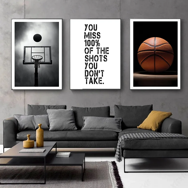 Basketball Shoot Sports Boys Inspirational Quotes Posters and Prints Canvas Printing Wall Art Picture for Living Room Home Decor