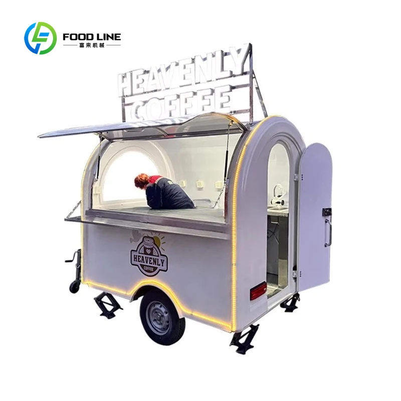 Customized Multifunctional Mobile Coffee Fast Food Trailer Round Model Hot Dog Pizza BBQ Food Trucks With Full Kitchen for Sale
