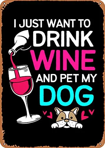 

Wine Dog Lover Vintage Look Metal Sign Patent Art Prints Retro Gift 8x12 Inch