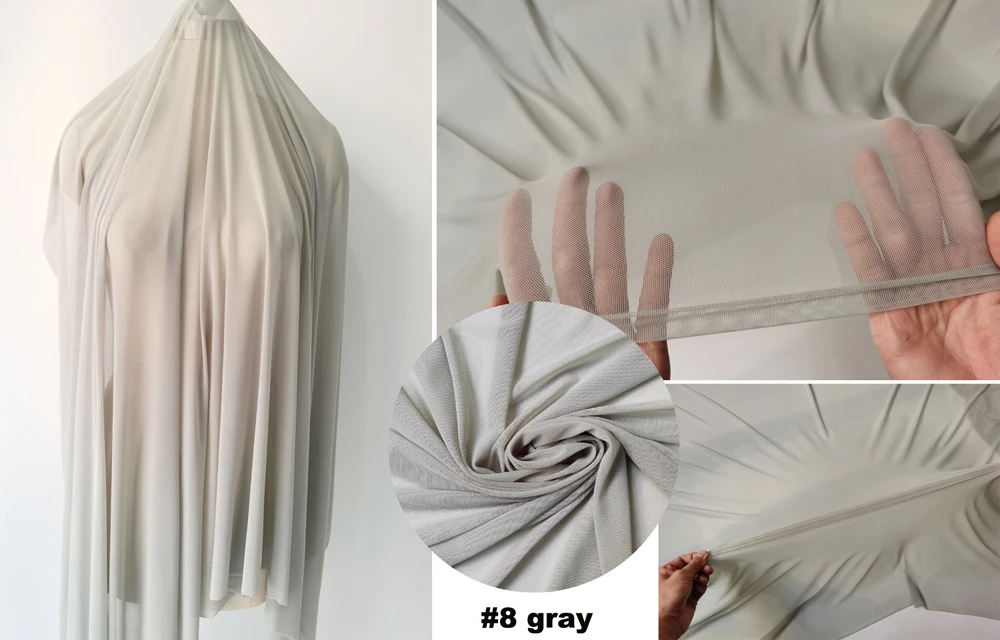4-Wege-Stretch-Tüll, 58 Zoll breit pro Meter, hochwertiges elastisches Spandex-Mesh-Gewebe, Nylon, Unterwäsche, Strümpfe, Futter, Spitze – Detail 32