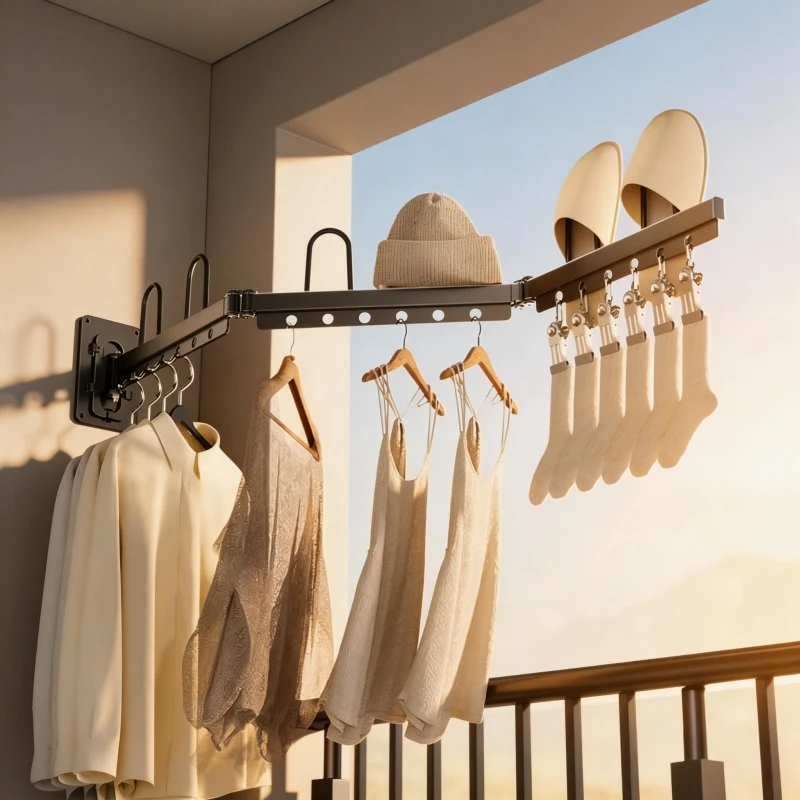 

Выдвижная настенная сушилка для белья, складная телескопическая вешалка для одежды, для использования в помещении и на улице