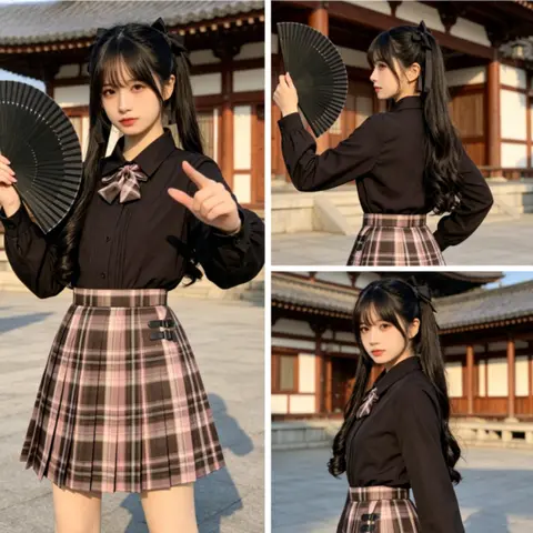 Original Polar Night Song Sweet Cool Dark Academy Style JK Uniform Three-piece Japanese Organ Pleated Shirt Plaid Skirt Set