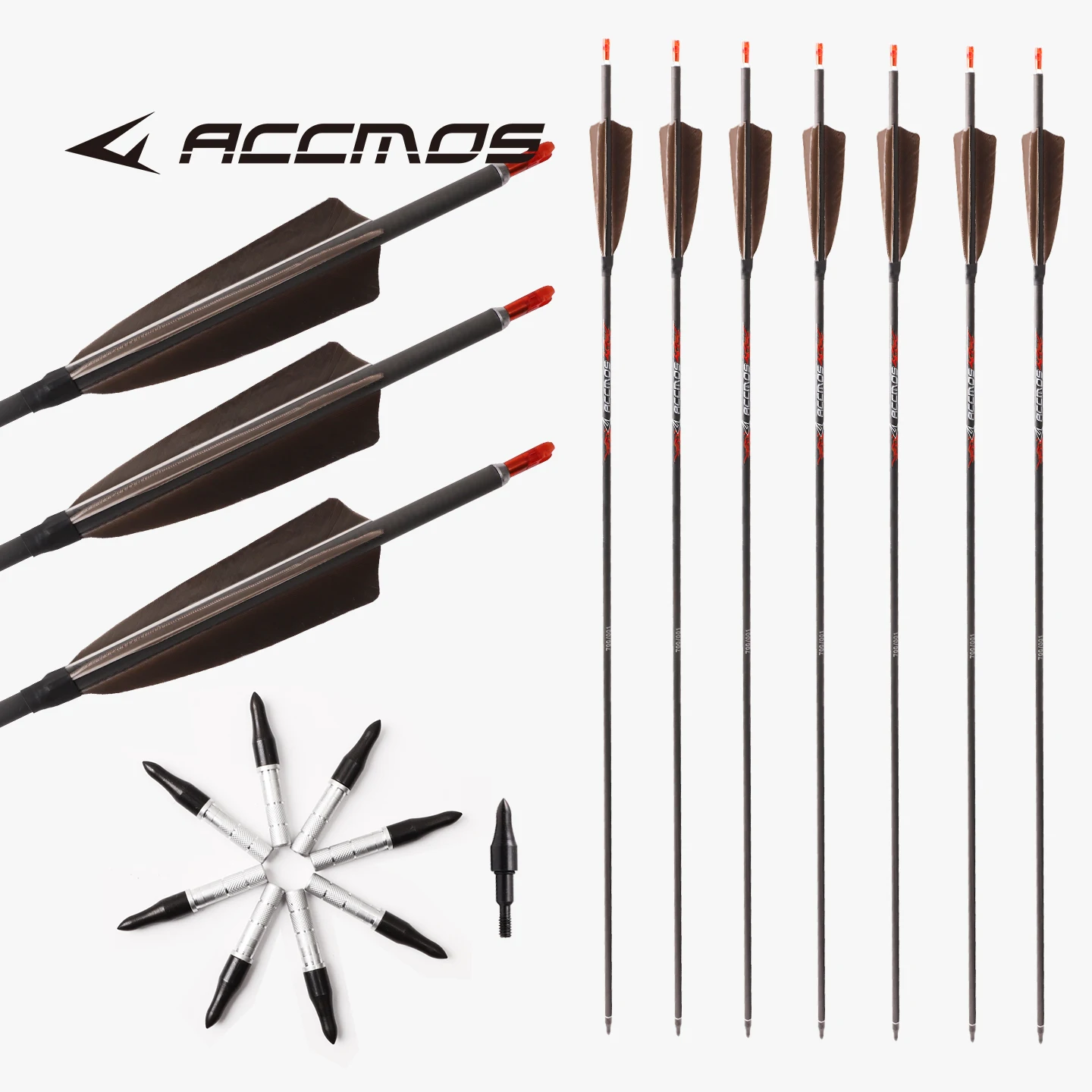

Id6.2mm pure carbon arrow spine 250/300/350/400/500/600/700/800 33inch feather hunting arrow for outdoor archery competition