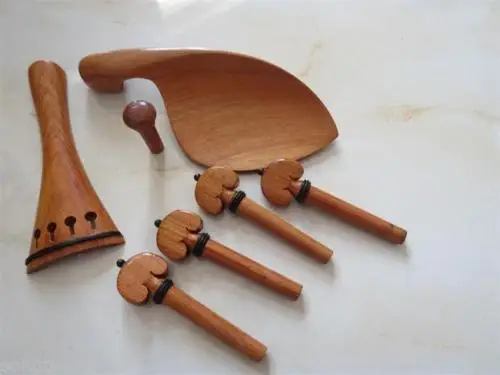 Violin Fittings 2 Sets Nepal wood violin part 4/4,pegs,tailpiece,chinrests