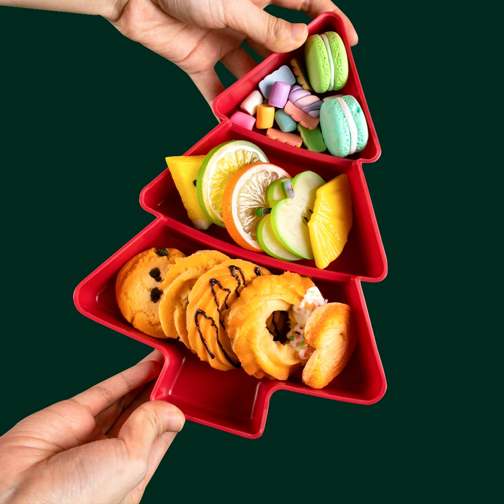 Christmas Tree Shaped Reusable Snack Cookies Tray Christmas Food Appetizer Tray Chip Candy Dessert Plate Christmas Home Decor