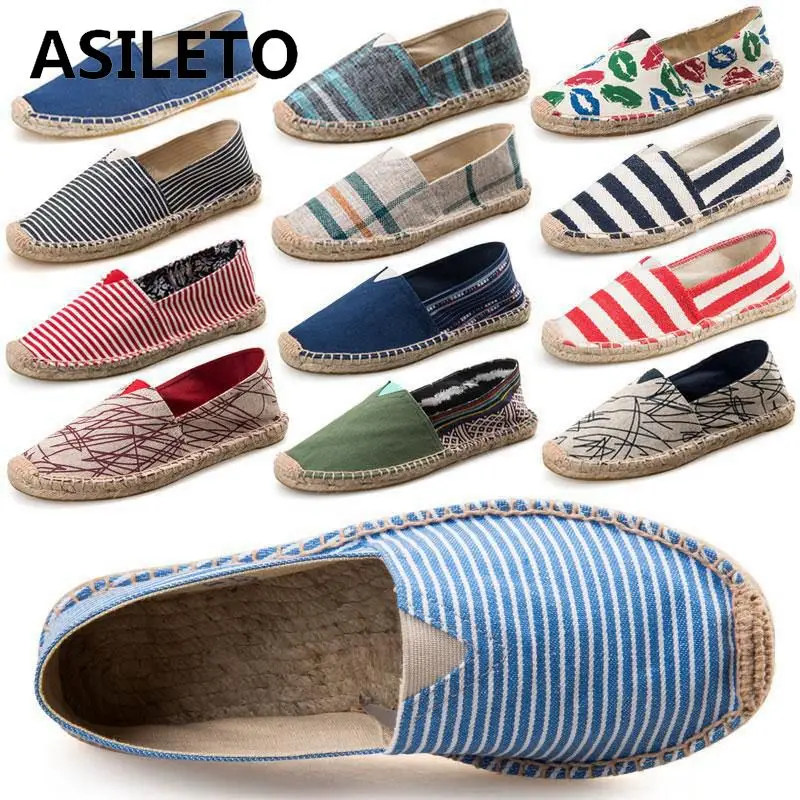 ASILETO New Black Retro Vintage Ladies Womens Casual Espadrilles Shoes for Female Larger Size Breathable