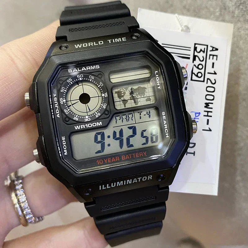 Luxo f91w banda relógio à prova dwaterproof água retro digital de aço inoxidável esportes militar relógios das mulheres dos homens relógio de pulso