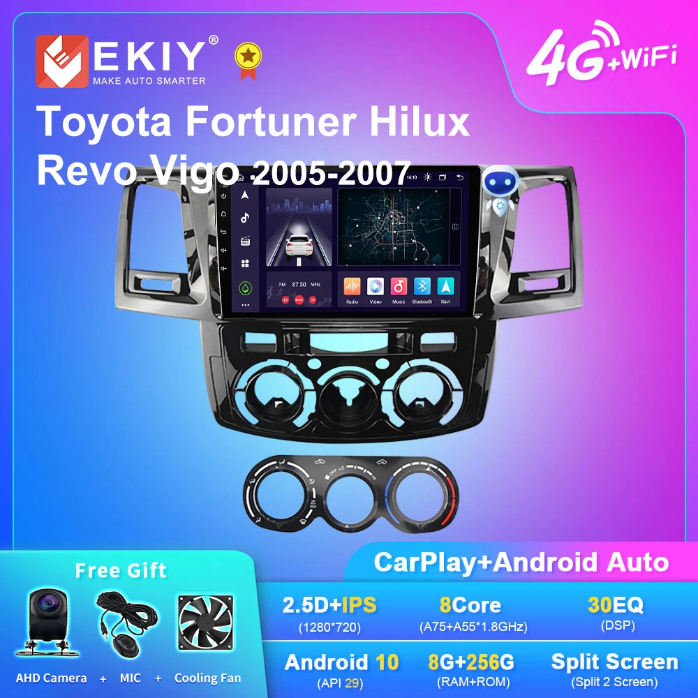 

Автомагнитола EKIY X7 на Android 10 для Toyota Fortuner Hilux Revo Vigo 2005-2007 мультимедийный плеер с GPS-навигацией 2din DVD Carplay