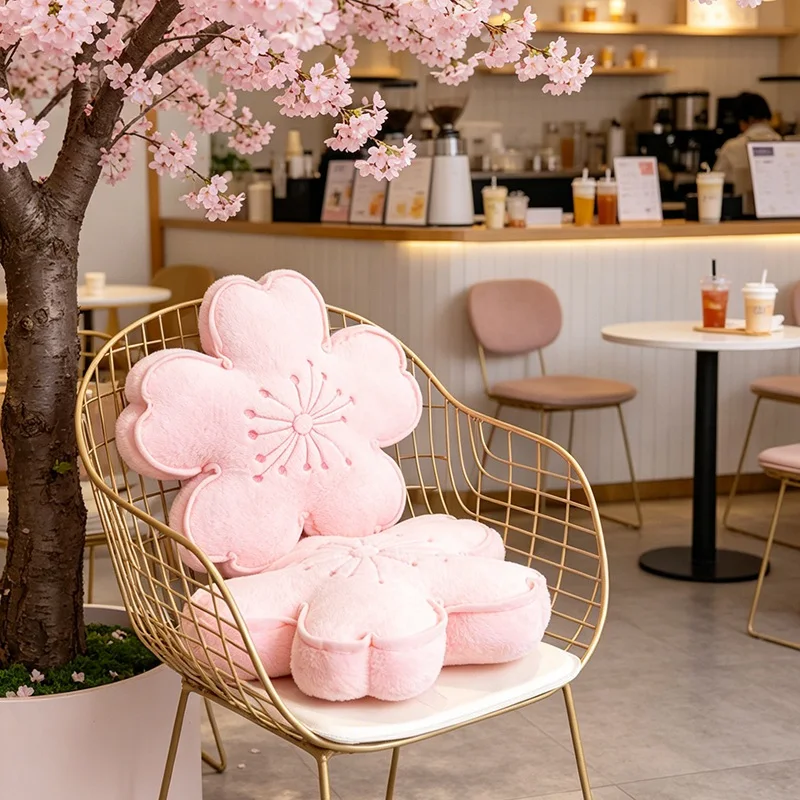 Cherry Blossom Plush Pillow Flower Stuffed Cushion Squishy Sofa Cushion Home Decor Toy Afternoon Nap Pillow Birthday Gifts view 2