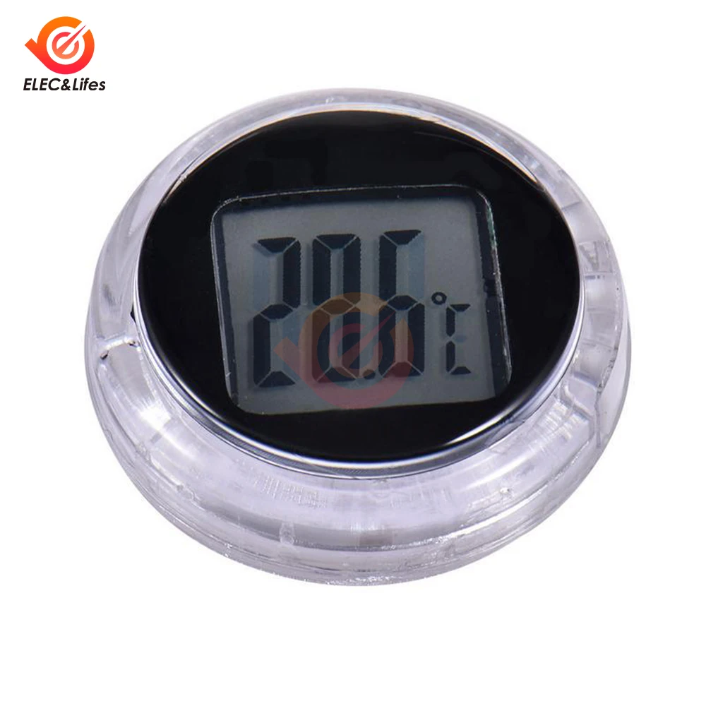 1Pcs -20~70 ℃ Mini Waterproof Motorcycle Temperature Sensor Adhesive Car Mounted Thermometer With Battery