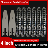 4 Inch Saw Blade Chainsaw Chains and Guide Bar Mini Steel Chains Electric Saw Blade Tool Saw Accessory Replacement Wood Cutting