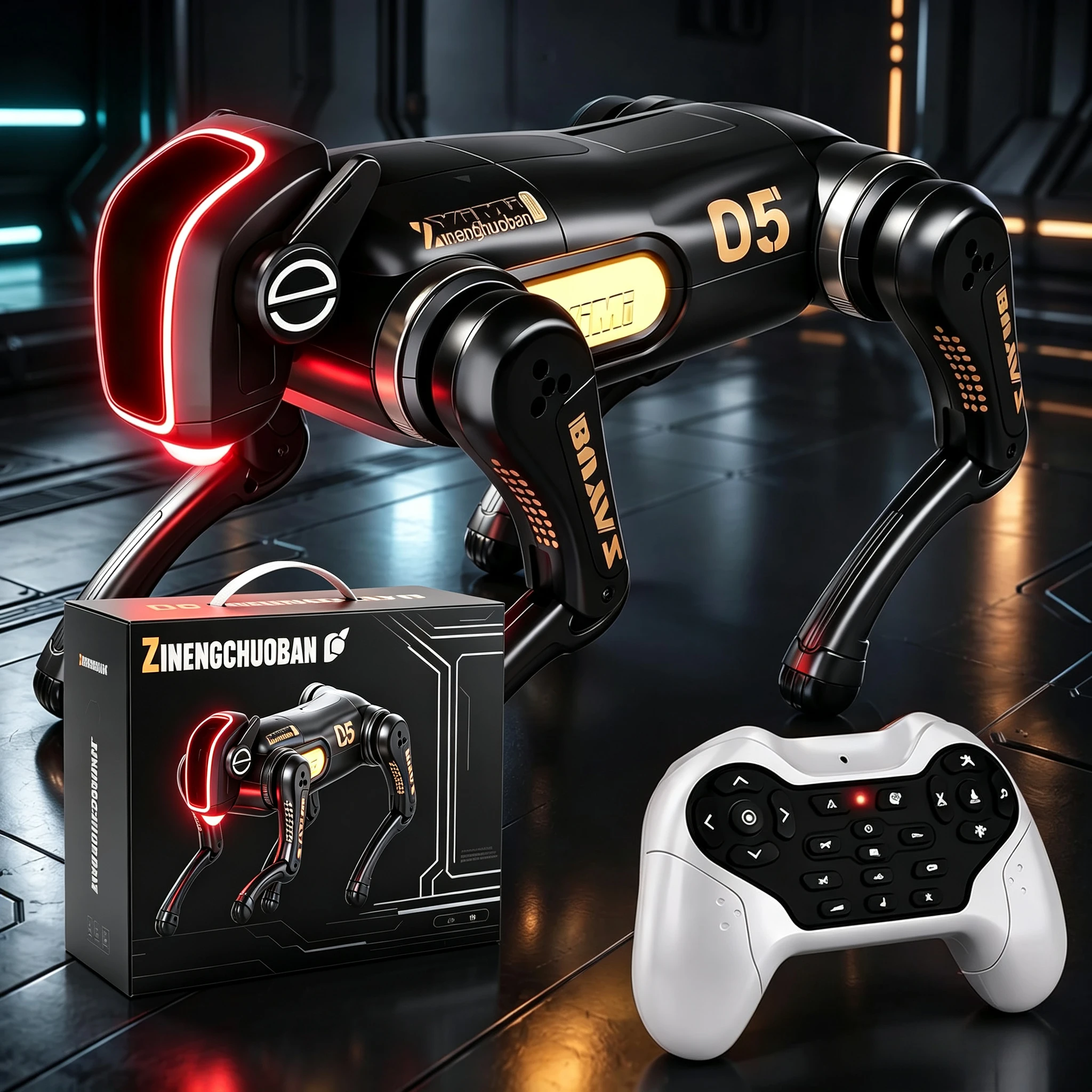 1Pc Cool Black Programmable RC Robot Dog, 30+ Stunts & Voice Interaction, STEM Educational Toy Gift for Kids Aged 5-12