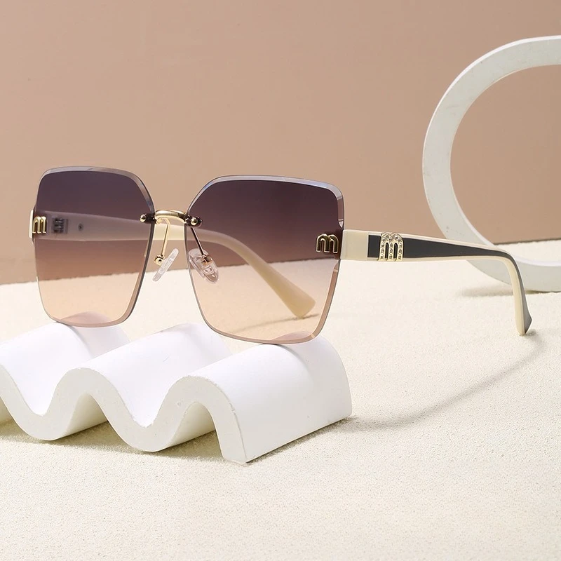 

​​2025 M Letter Rimless Sunglasses Women, Luxury Cut Edge UV400 Face Slimming Chic Retro Viral​​