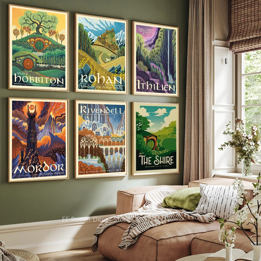Travel Poster Landscape Aesthetic Prints Abstract Ring Artwork Painting Living Room Bedroom Office Hallway Club Home Wall Decor