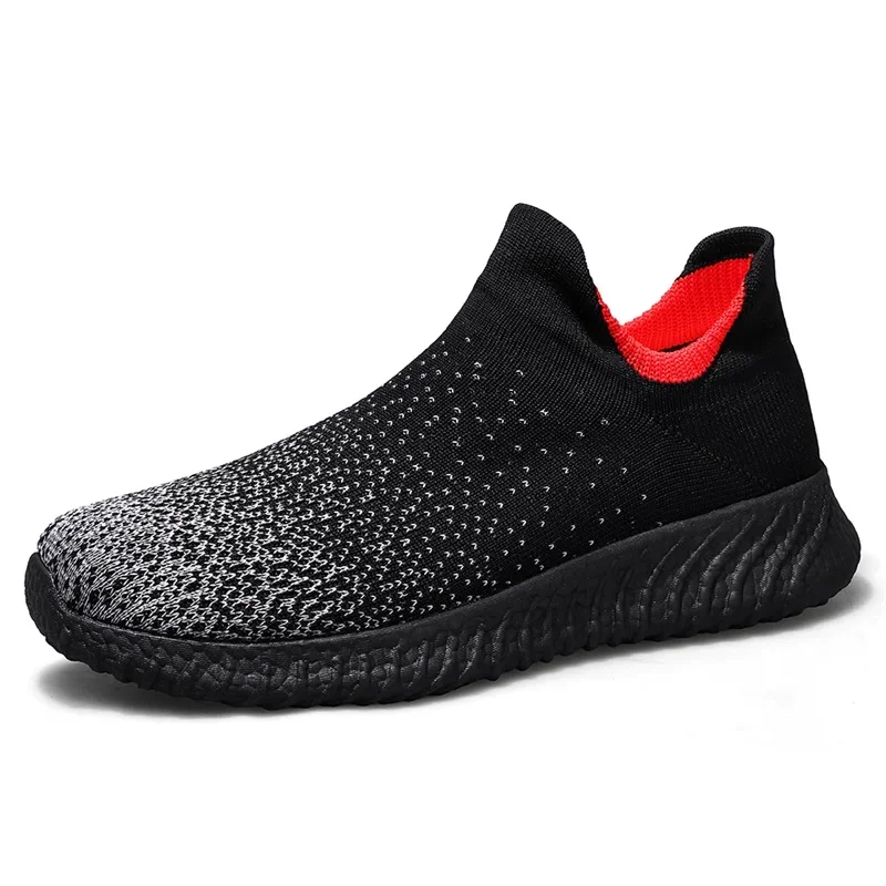 أحذية رياضية للركض باللون الأسود للرجال، أحذية رياضية كاجوال للخروج قابلة للتنفس، أحذية تنس مسطحة شبكية منسوجة للرجال