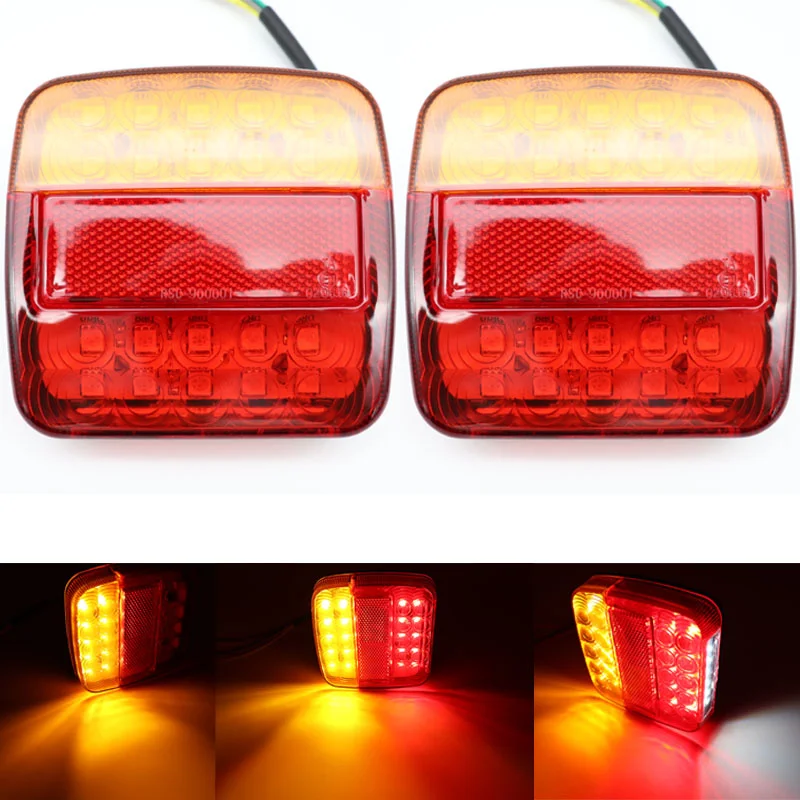 2pcs 12V Trailer Truck Caravan 26LED Taillight Tail Light Turn Signal Indicator Brake Stop Lamp Number Plate Light Rear Reverse