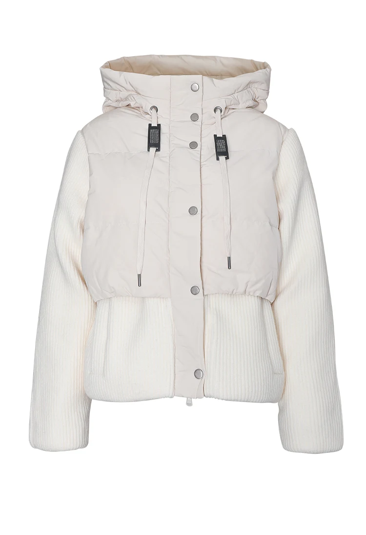 BC800 High Quality Luxury Wool Patchwork White Goose Down Jacket Winter Women's Clothing