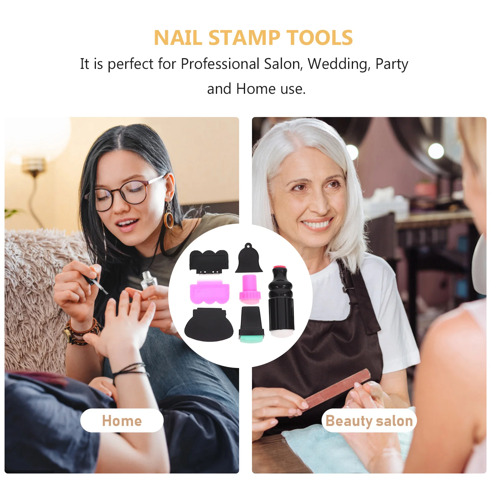 

7Pcs Nail Art Stamp Tools Soft Sponge Stamper Scraper Kit DIY Manicure Decoration for Party Use Nail Stamper