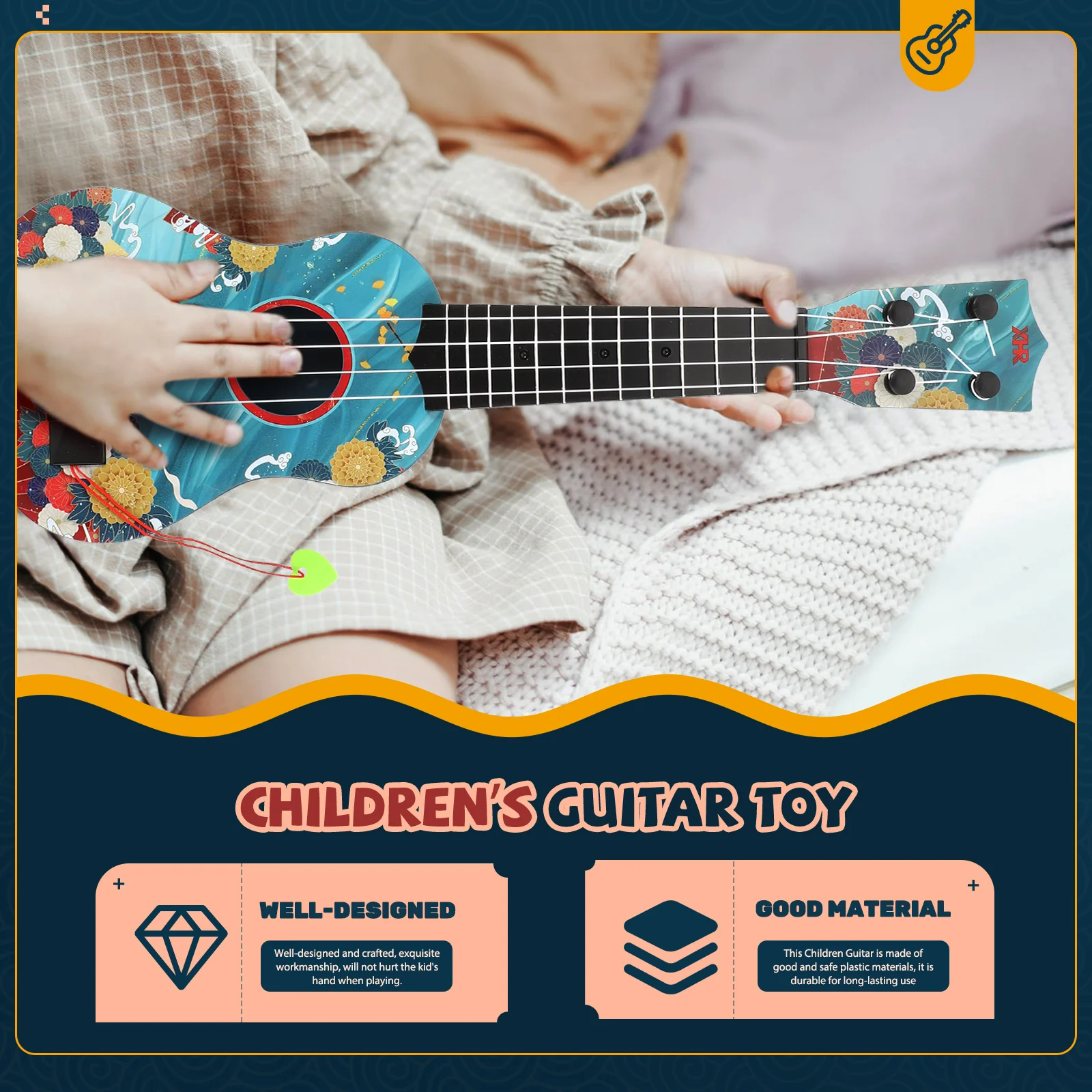 Ukulele infantil brinquedo guitarra modelo de música instrumento de simulação toddle plástico para criança