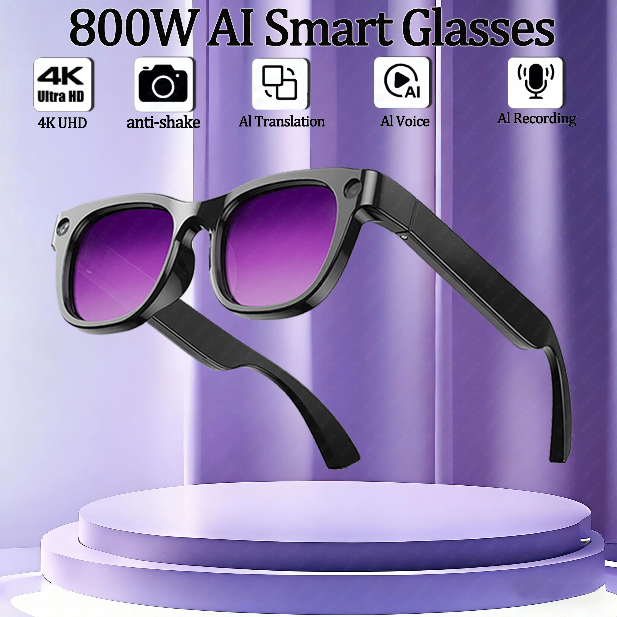 

2026 AI 8MP Camera Smart Glasses 270mAh1080P HD Video Recording EIS Technology Voice Call Wireless Earphones Men Women Glasses