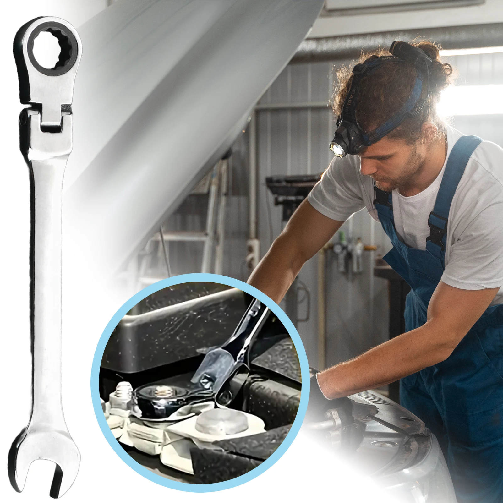 

Flex Head Ratcheting Wrench Effortless Operation with 180-Degree Flex Head Suitable for Home Projects Garage Engineering