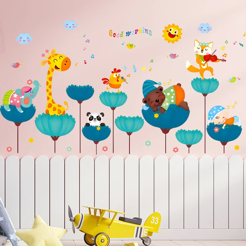 Creative Animals Concert Wall Stickers For Kids Bedroom Decoration Cartoon Safari Party Mural Art Diy Home Decals Pvc Posters