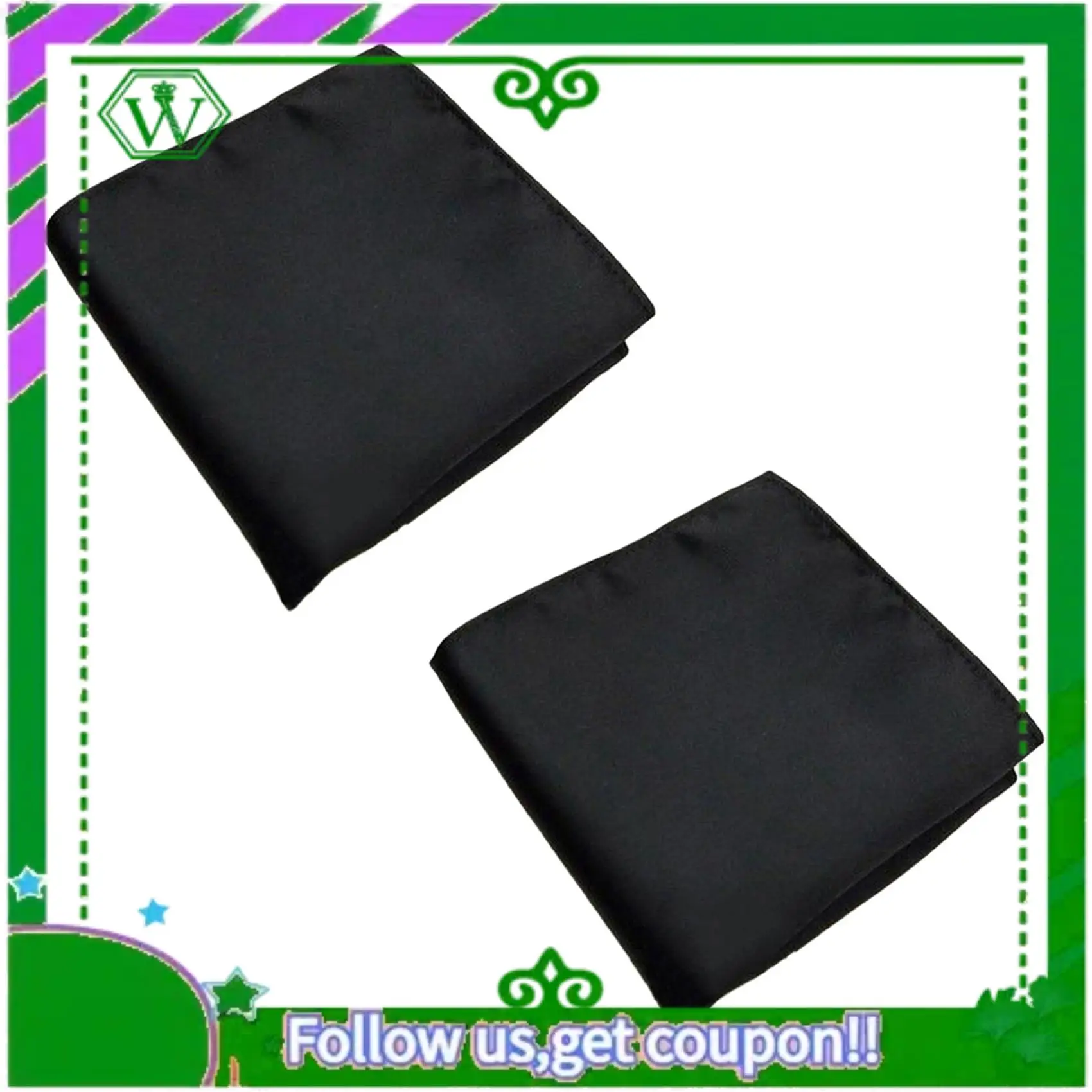 

2X Men's Pocket Hanky Plain Color Wedding Party Square Hankerchief (Black) Multi-Purpose