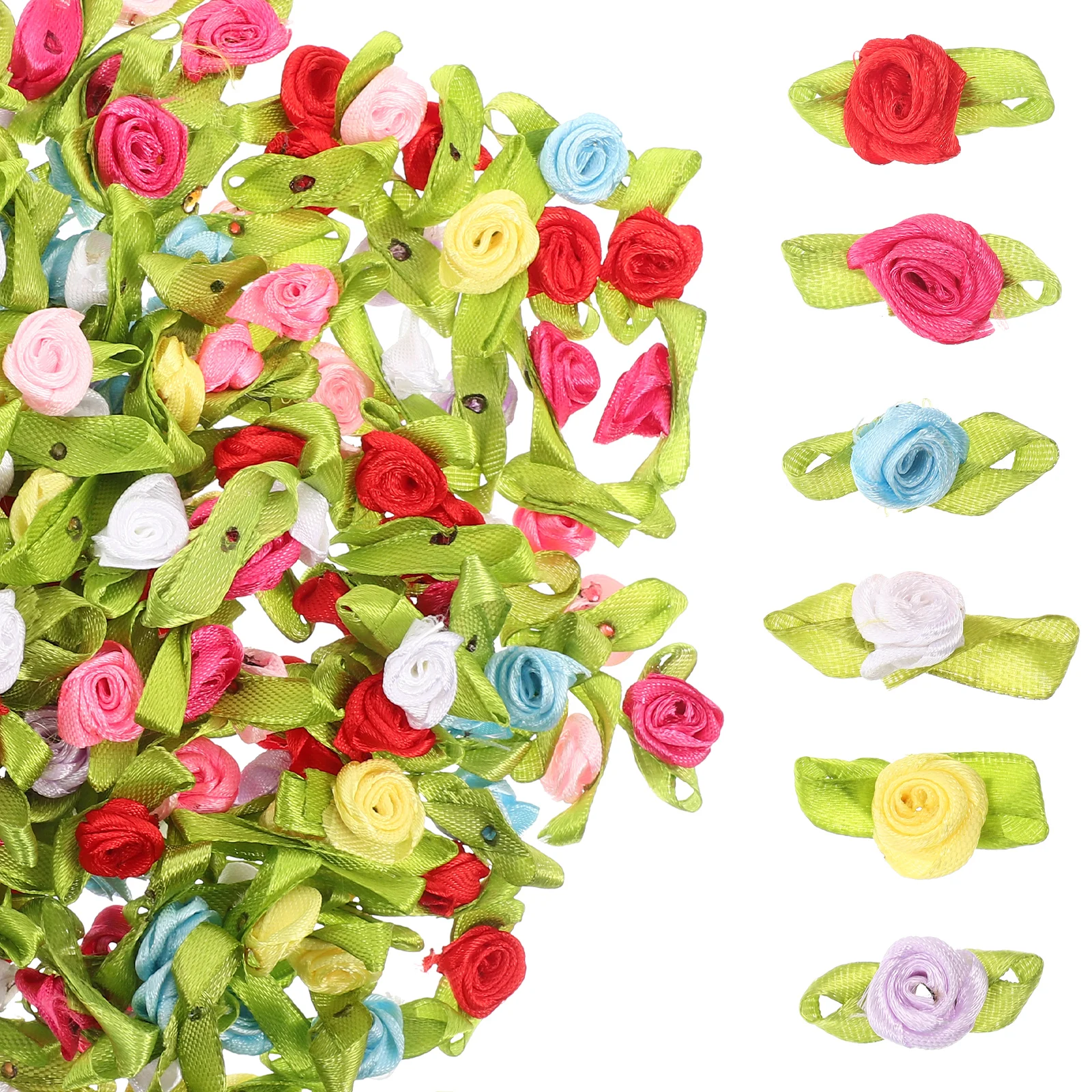 

200 Pcs Reveal Ribbon Roses Wedding Decor Multicolor Rosettes Flowers Bow Tie Tiny for Crafts Hanging
