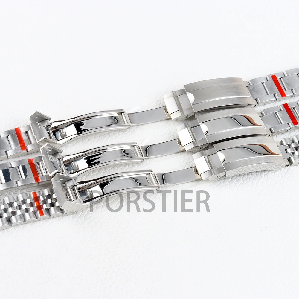 20MM Strap Silver Presidential Oyster Bracelet Soild Stainless Steel Glide Lock Clasp Wristband for Sub Log NH34 NH35 Watch Case