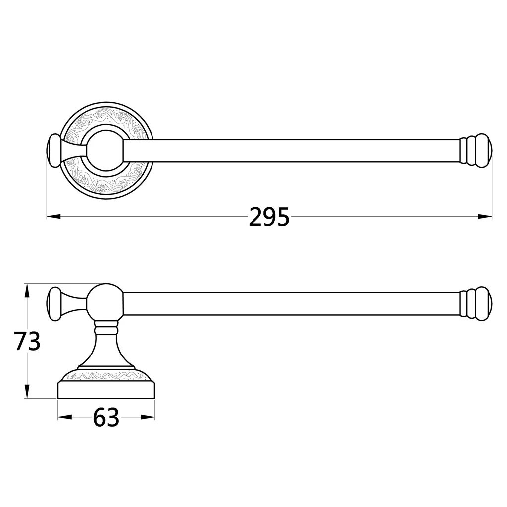 29.5cm Long Brass Wall Mounted Single Towel Bar Towel Holder Solid Brass Towel Rack