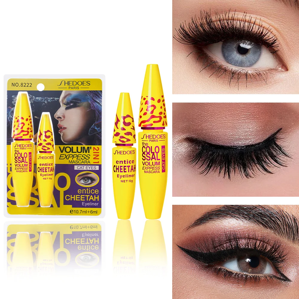 SHEDOES Mascara &eyeliner pen set, waterproof, thick, curly, and non smudgy to create perfect eye makeup
