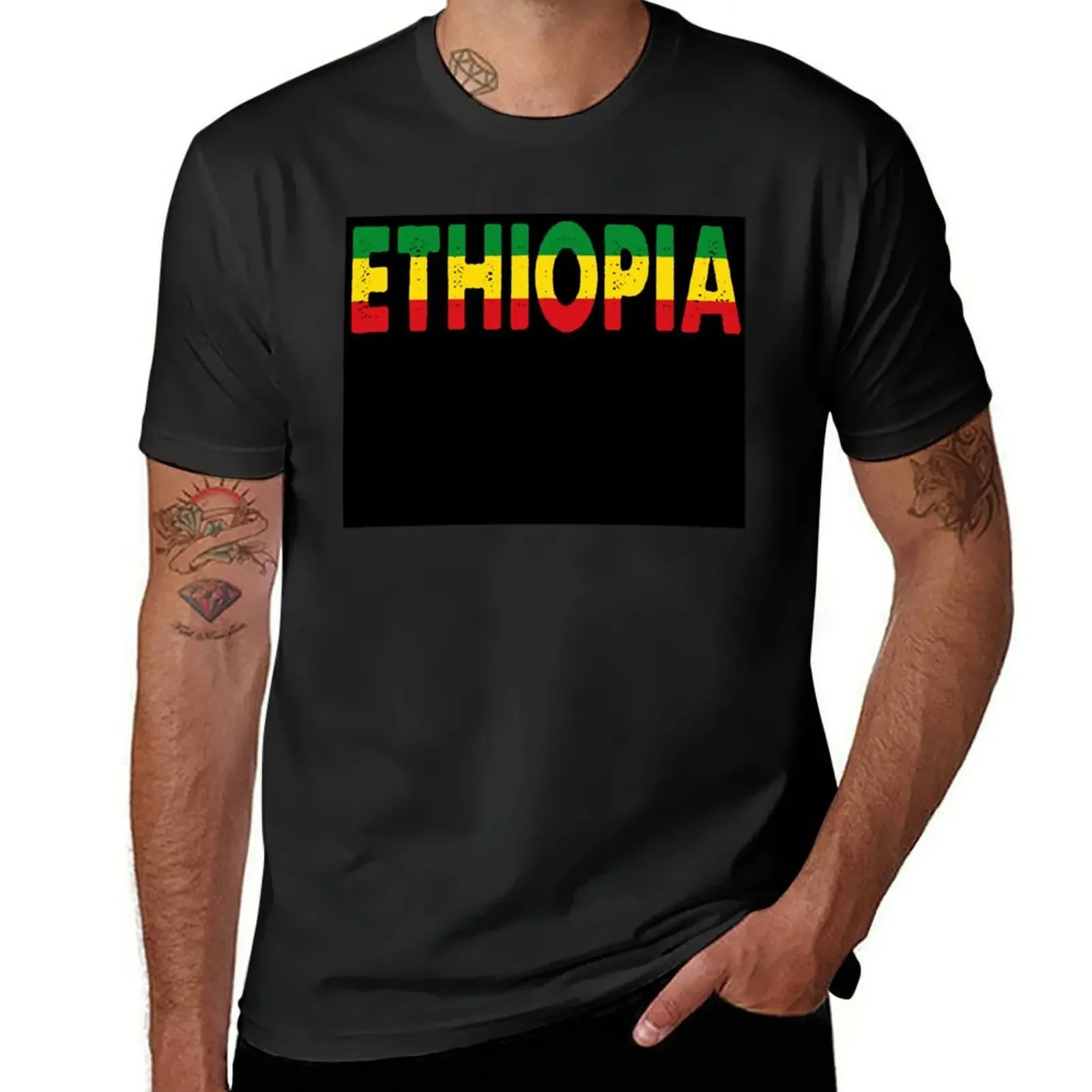 

Buitiful Ethiopian flag on text T-Shirt quick drying customizeds customs design your own man t shirt funny t shirts for men