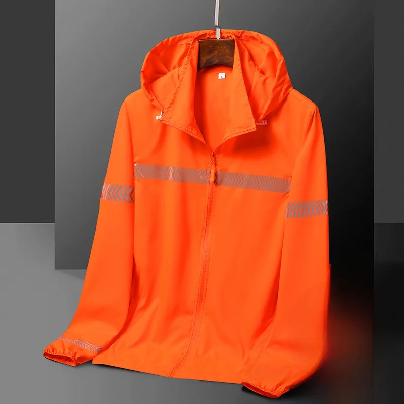 

Мужская ультратонкая летняя куртка-худи для бега на открытом воздухе больших размеров с защитой от солнца, светоотражающими полосами и эффектом подтяжки кожи