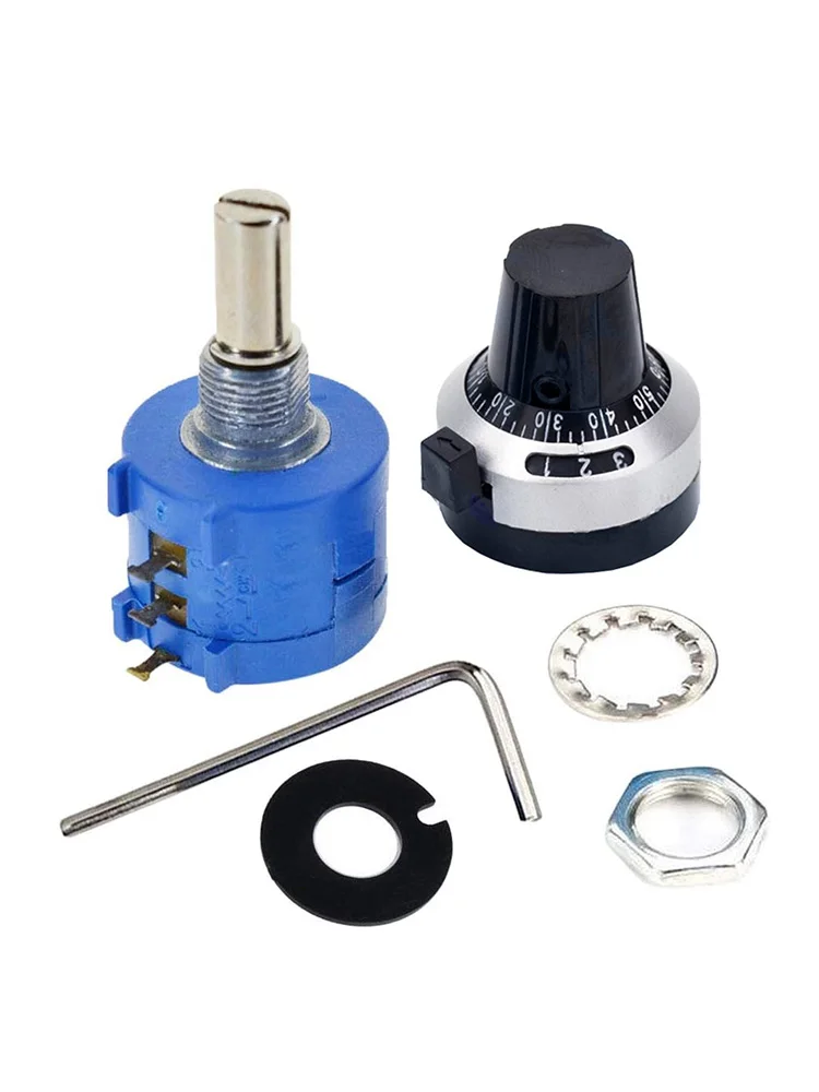 Potentiomètre bobiné 3590S 500R 1K 2K 5K 10K 20K 50K 100K Ohm avec bouton de cadran de potentiomètre rotatif de haute précision à 10 tours