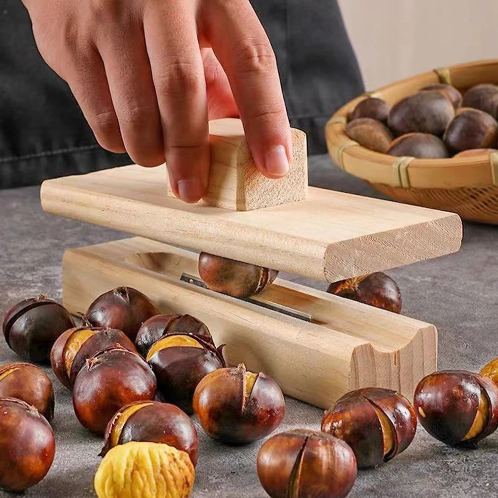 

1 Pair Chestnut Opener Tool Nutcracker Clip For Walnuts Lotus Wooden Handle Kitchen Gadget Smooth Ergonomic Design Multi