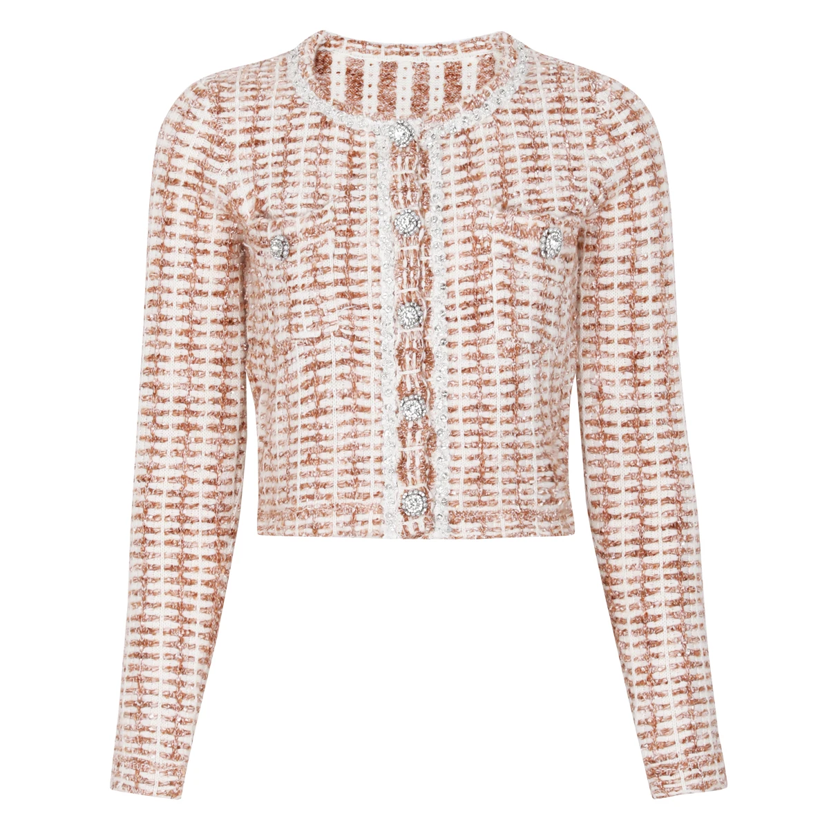 

25311 Высокое качество, весенне-осенний новый стиль, женская мода, модный вязаный женский топ с бусинами для ногтей, пальто-кардиган