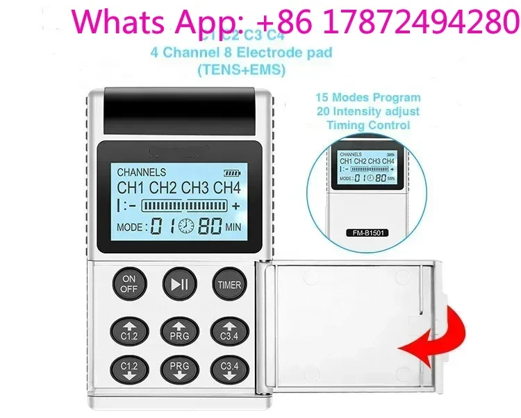 

7000 4 channel 15 modes pain relief tens unit home use physical therapy tens ems equipment
