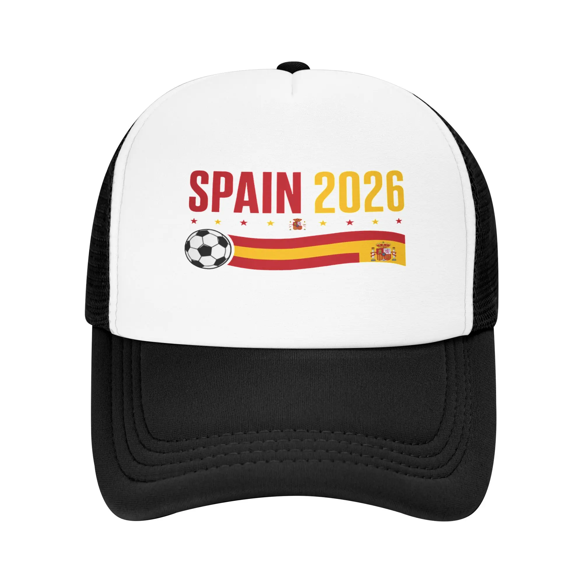 Spain 2026 Flag Coat of Arms Football Hiking Mesh Baseball Caps Women  Adult Female Beach Sunscreen Hats Trucker Cap