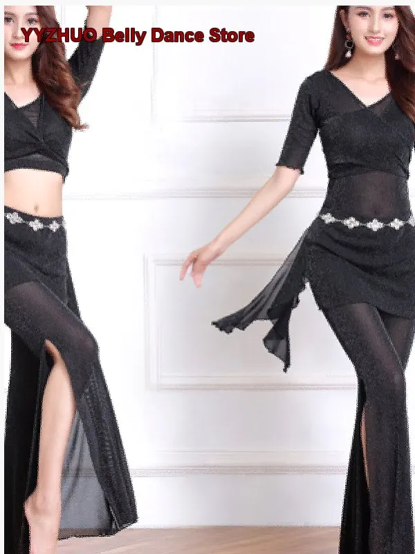 Plus Size Women's Mesh Panel Pants and Top Set for Indian Dance Practice Spring Summer