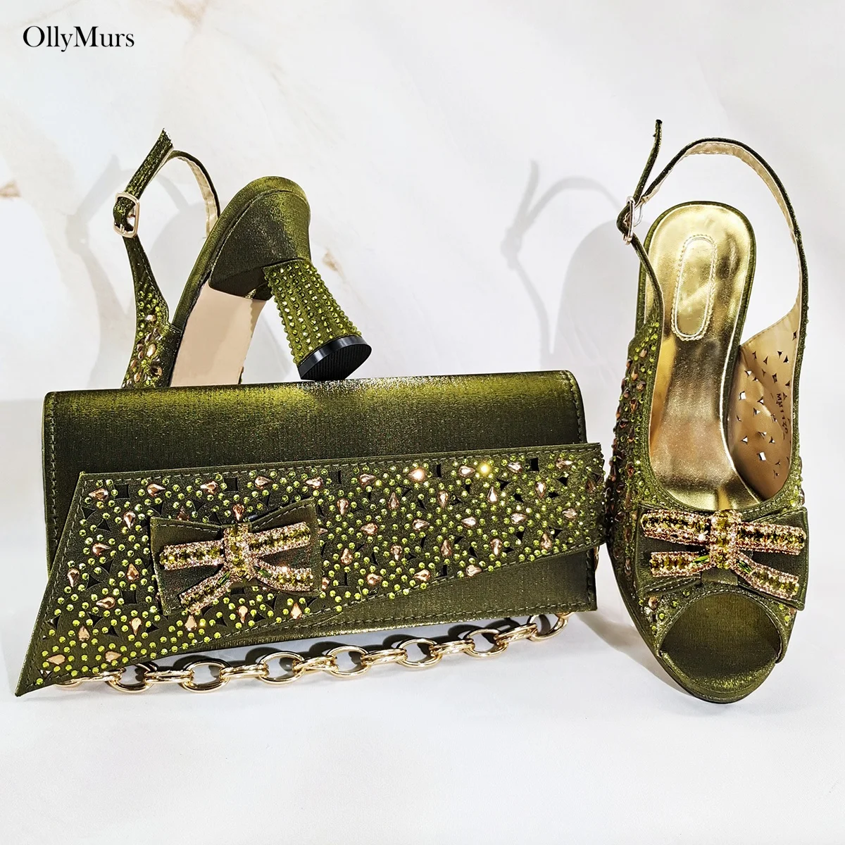 

Hot Sale Nigerian Women Yellow Color Shoes And Bag Set Summer Elegant Spike Heels Shoes And Bag To Match Set For Eevning Party