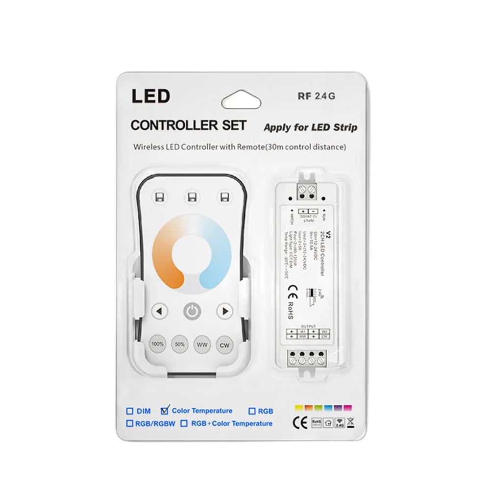 SKydance V2 V2-L V2-X CCT LED Controller DC 12V 24V 2.4G RF Wireless Remote Control for WW CW Dual Color LED Strip Light