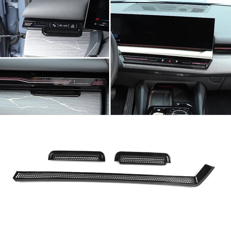 

ABS Black Car Dashboard Air Condition Vent Outlet Decoration Cover Stickers For BMW 5 Series i5 G60 2024+ Auto Accessories