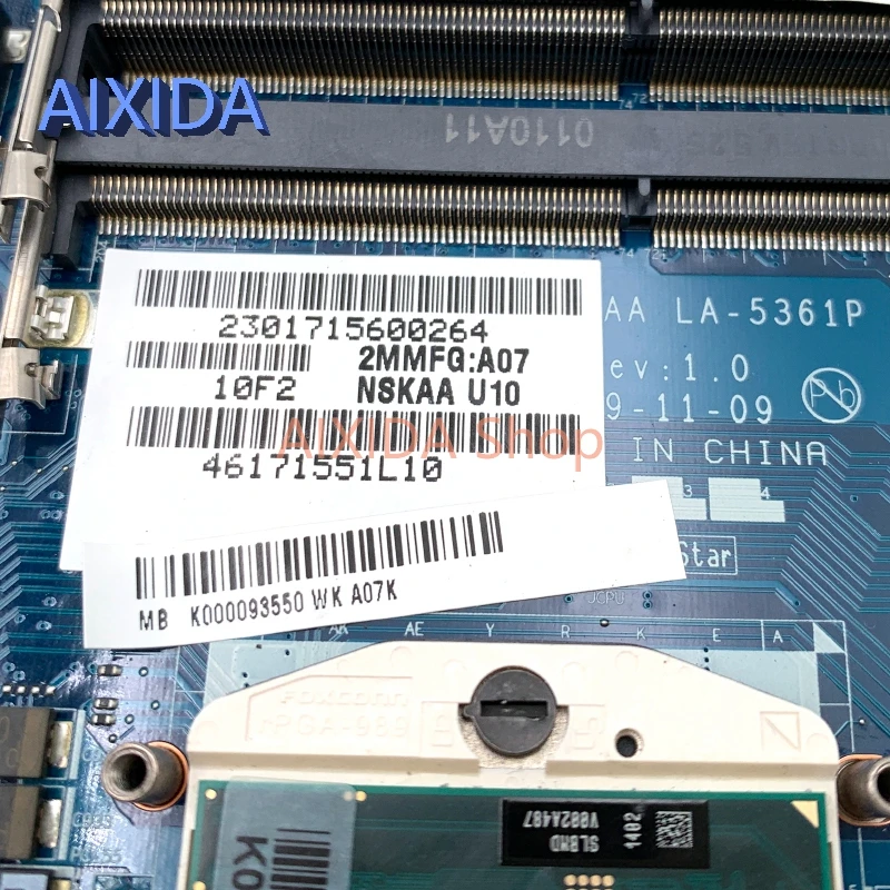 Imagem -06 - Aixida-nskaa K000093550 para Toshiba Satellite Laptop Motherboard L500 A500 Hm55 Ddr3 sem Slot Gpu Placa Principal