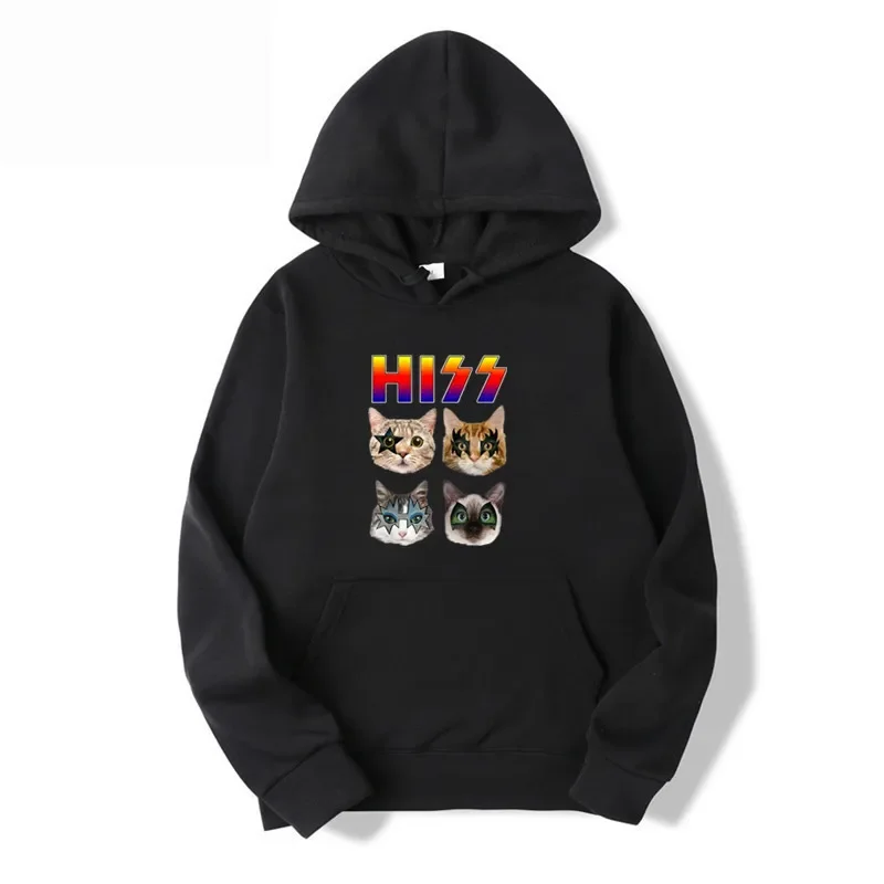 Cute Cat printed long sleeved Hoodie motorcycle culture autumn and winter Hoodie high-quality clothing casual long sleeved top